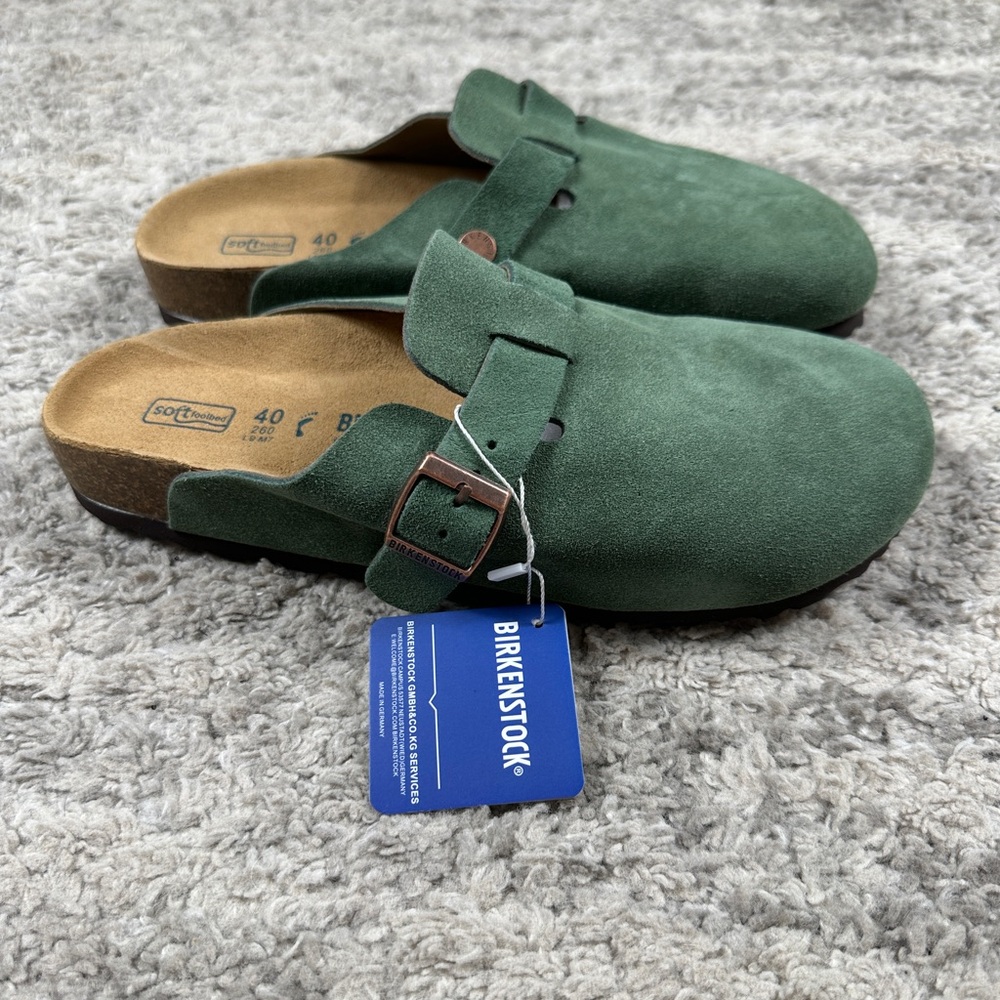 Birkenstock Boston Clog Thyme Suede Sandal Women’s Size 7 8 And 9 Soft Footbed - Picture 2 of 5